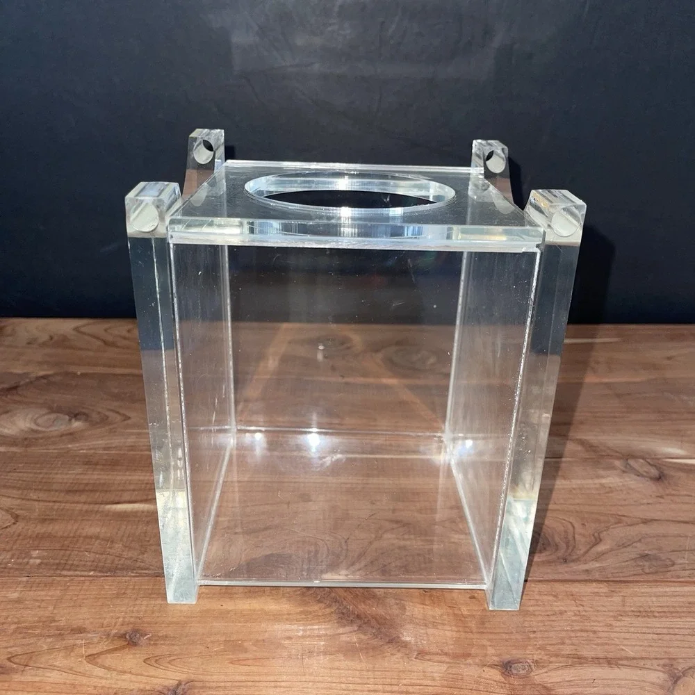 VTG Luxury Heavy Lucite Tissue Box Cover – Thick Clear Acrylic Cube Modern